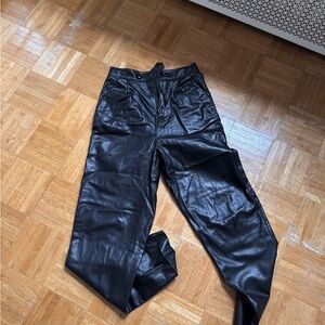 Joie Black Faux Leather Straight-Leg Pants